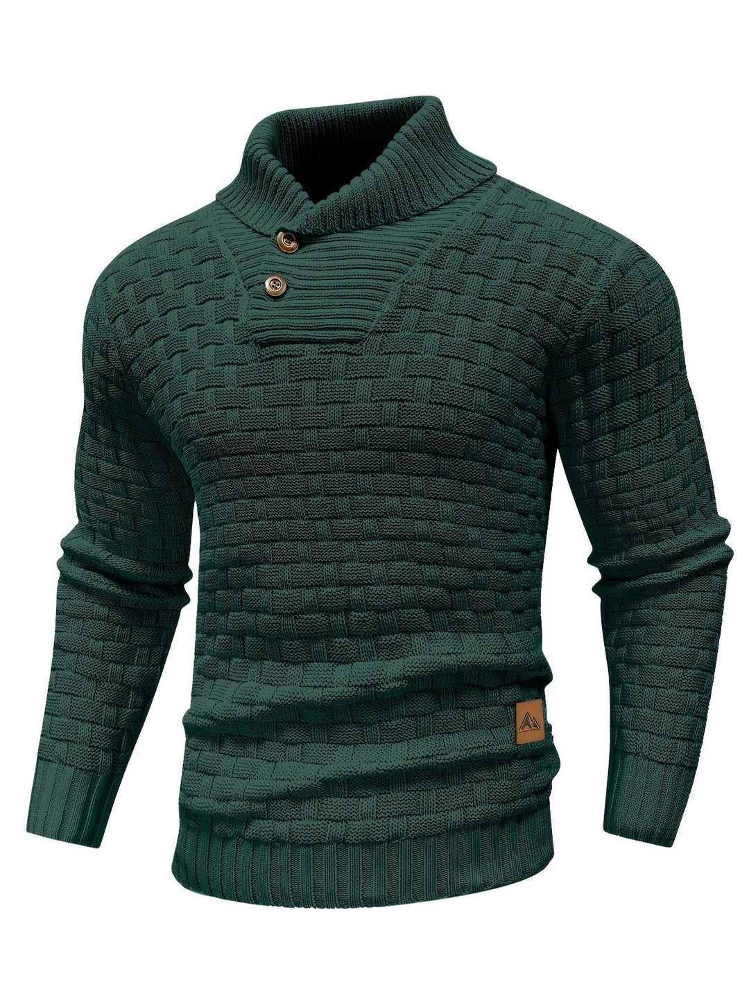 Caldo maglione uomo invernale, con accogliente collo a sciarpa, perfetto per l'uomo.