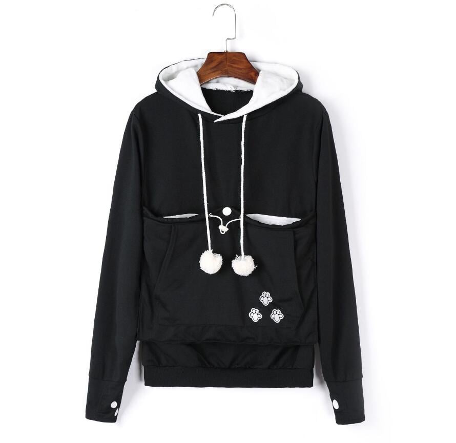 Felpa donna con cappuccio e stampa gatto, comfort e stile casual per il tuo abbigliamento quotidiano.