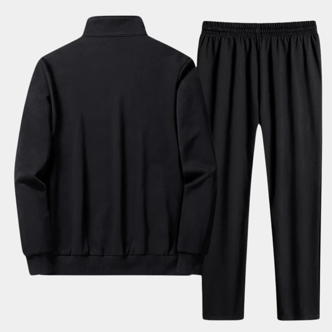 Tuta completa uomo elegante in poliestere, completo sportivo con zip integrale per comfort e stile casual.