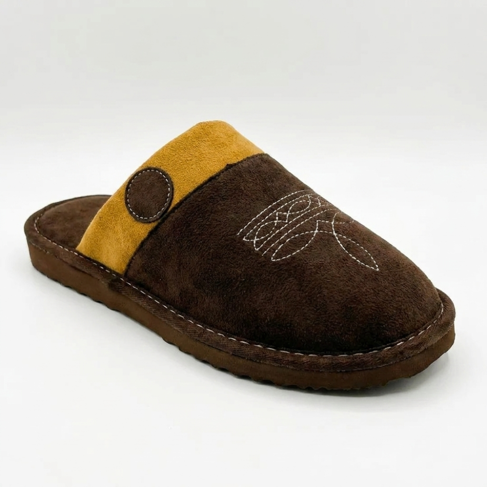 Pantofole foderate unisex Ranch, stile cowboy autentico e comfort avvolgente per momenti di relax.