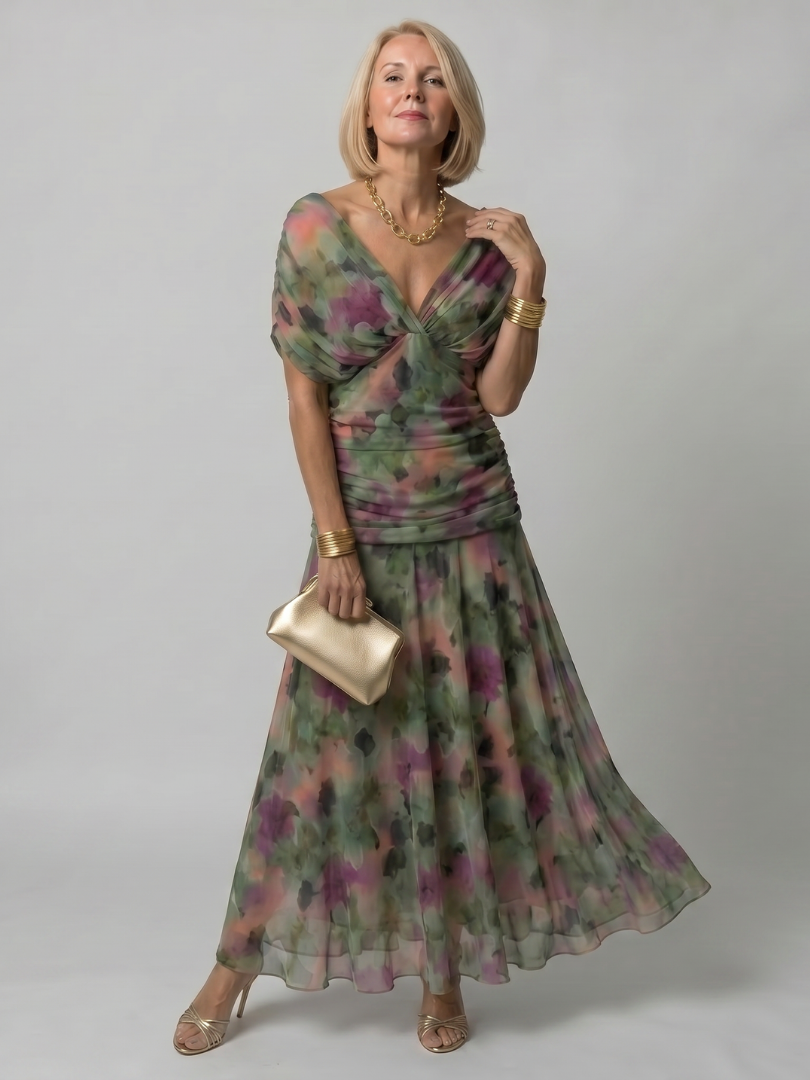 Squisito abito midi donna, stile romantico e spalle scoperte, must-have per l'estate.