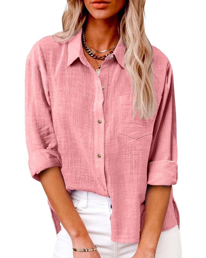 Blusa donna comoda a maniche lunghe, essenziale per la moda versatile. Un top casual che valorizza ogni figura.