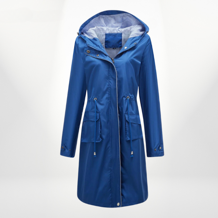 Impermeabile donna con cappuccio, un soprabito casual per protezione dalla pioggia con stile.