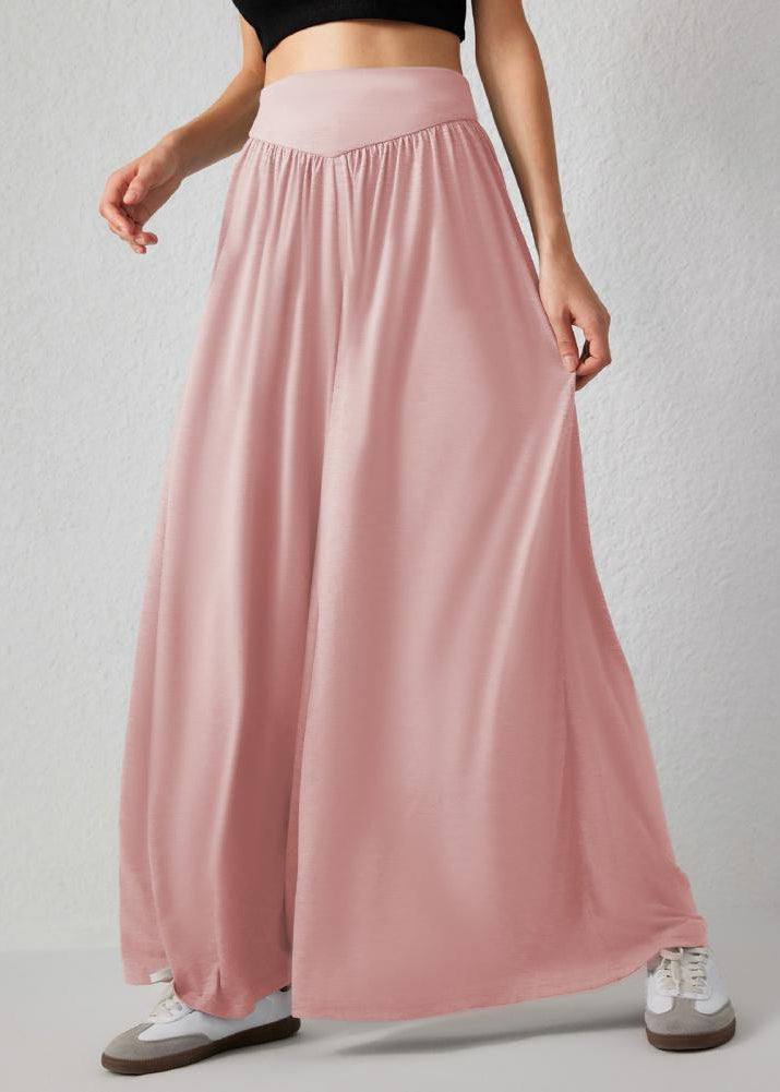 Pantaloni donna morbidi, gamba larga, vita elasticizzata. Perfetti per vacanze e giornate rilassanti.