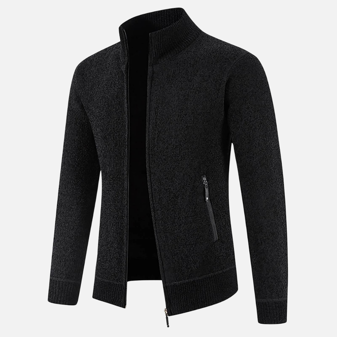 Giacca uomo invernale nera, essenziale per il comfort e lo stile urbano, calda e resistente.