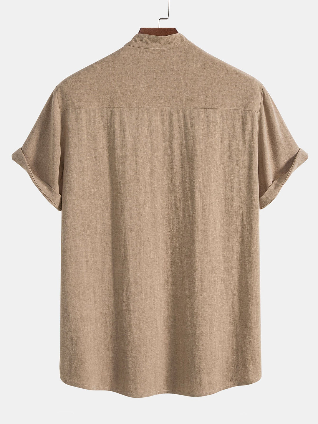 Set lino uomo casual elegante, camicia e pantalone coordinati, versatile per vacanze e tempo libero.