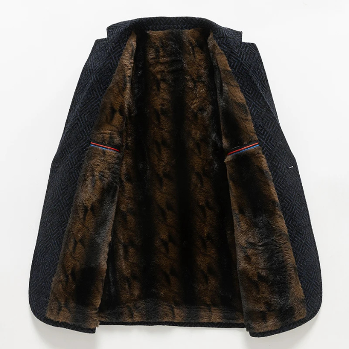Cappotto uomo moderno autunnale, collo alto, design elegante e versatile, perfetto per l'abbigliamento maschile.