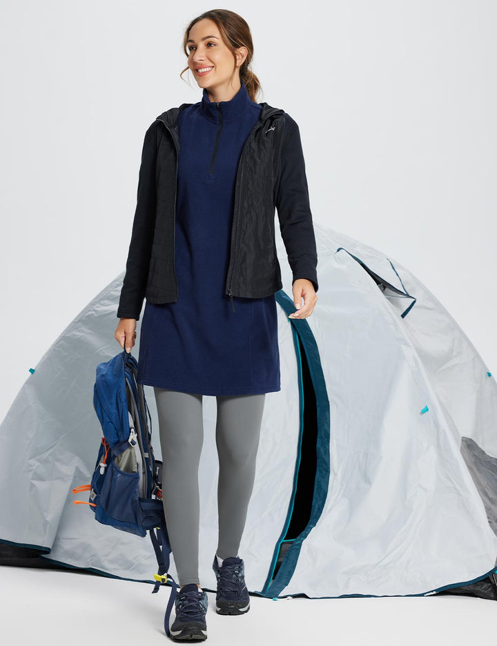 Tunica donna invernale, collo alto e mezza zip. Vestito midi casual con tasca, ideale per il freddo.