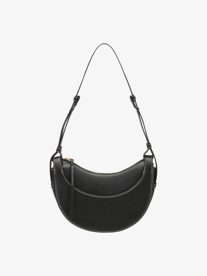 Pratica borsa a tracolla curva da donna con nappina, perfetta per un look casual-elegante.