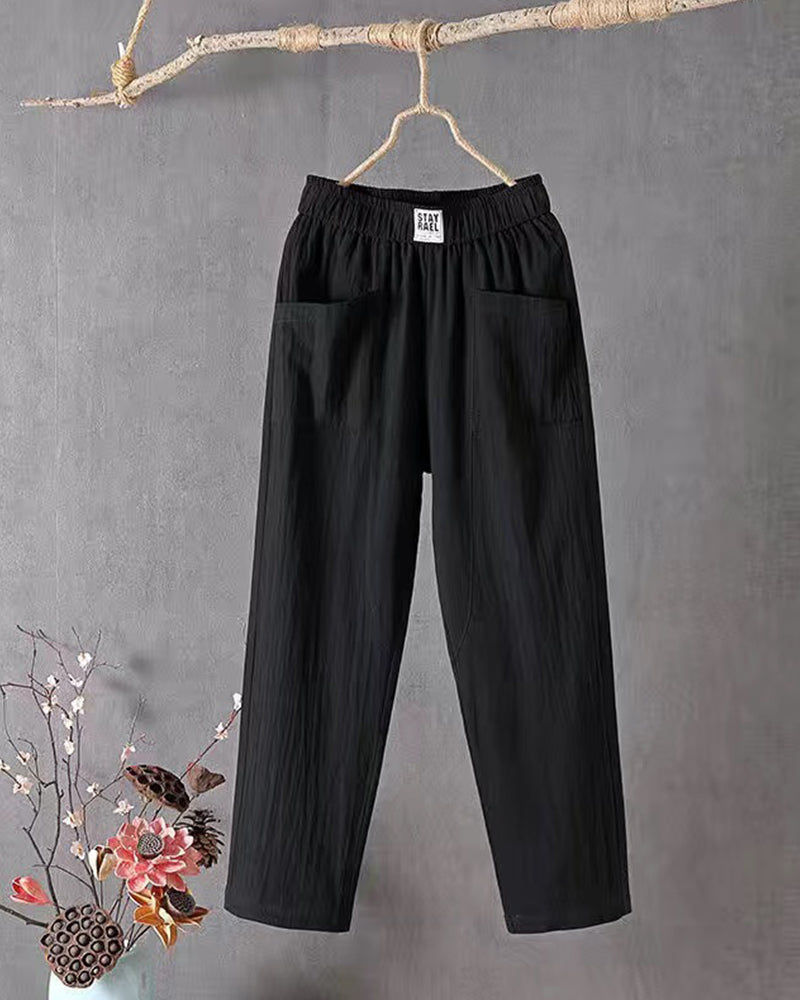 Pantaloni donna vita alta disponibili in vari colori e taglie grandi. Eleganza e comfort per ogni fisico.