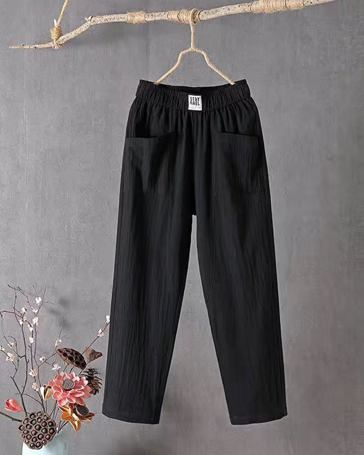 Pantaloni donna vita alta disponibili in vari colori e taglie grandi. Eleganza e comfort per ogni fisico.