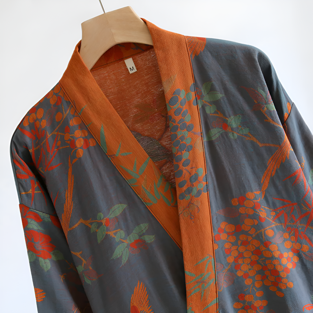 Accappatoio kimono unisex in cotone nido d'ape traspirante, leggero e morbido per relax e spa.