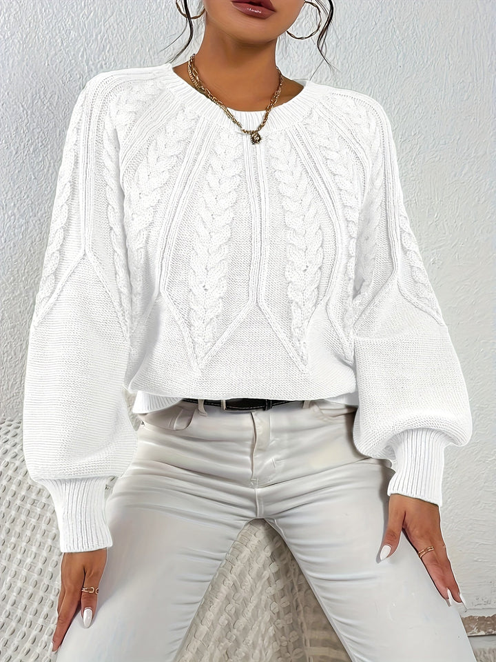 Moda donna: maglione a trecce, maniche a palloncino. Un capo versatile per il tuo guardaroba.