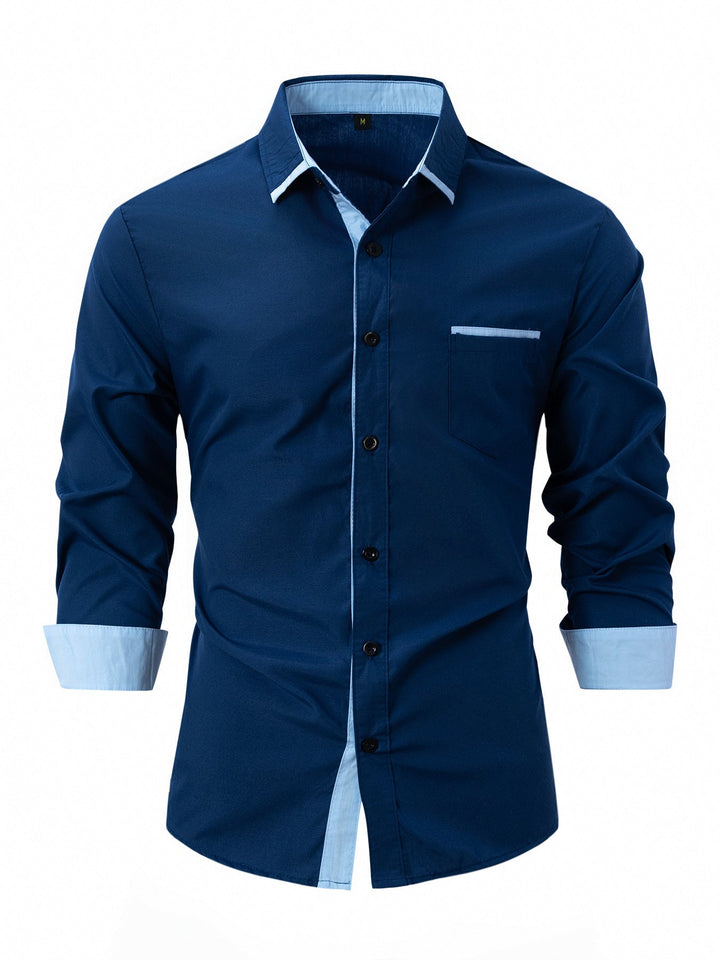 Camicia slim fit da uomo a righe, design elegante e moderno per ufficio, business e occasioni formali.