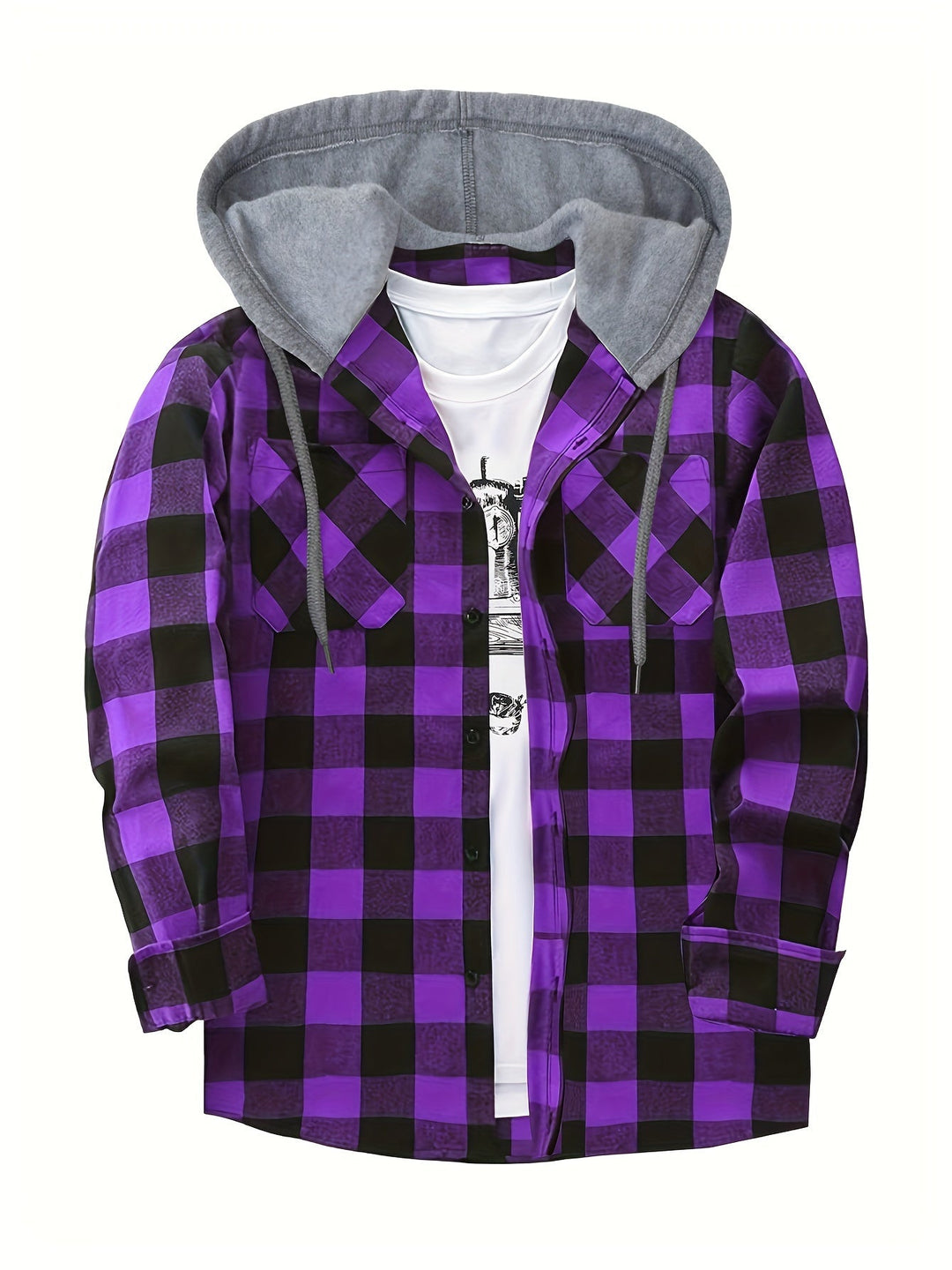Moda maschile: giacca uomo con cappuccio e design a quadri per comfort e stile.