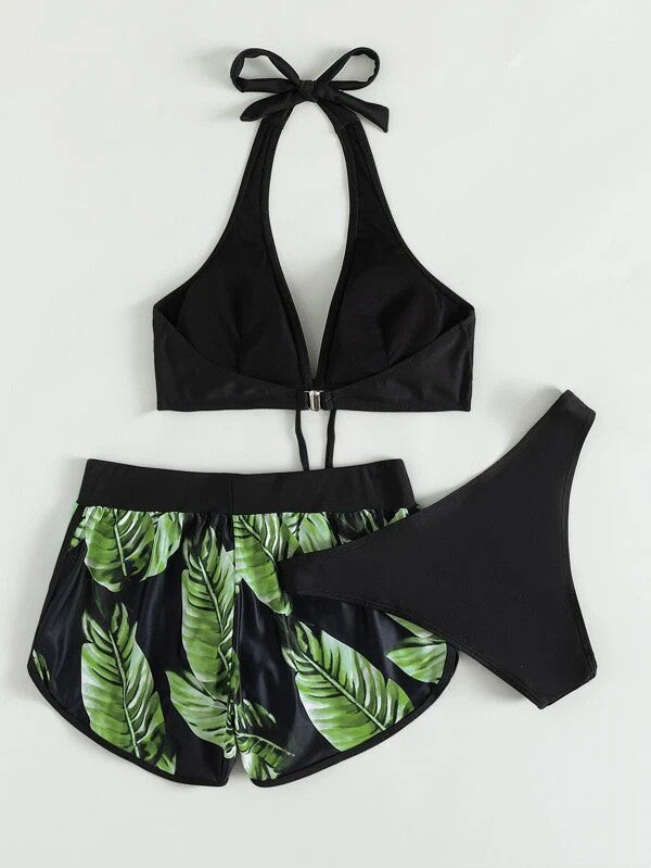 Costume da bagno donna con pantaloncini, asciugatura rapida. Ideale per nuoto, spiaggia e abbigliamento mare.
