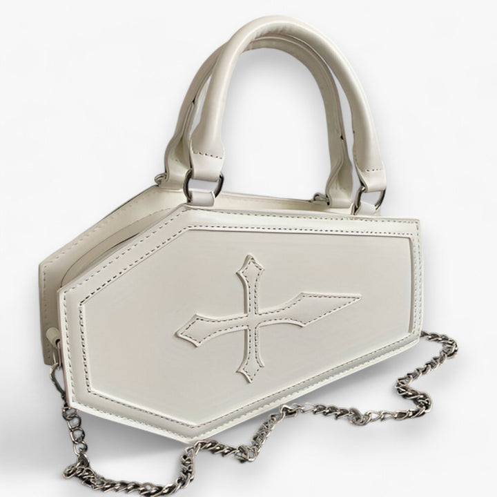 Borsa a mano donna di stile, eleganza moderna con catena geometrica distintiva. Ideale per ogni occasione.