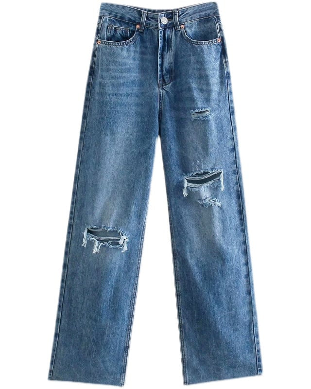 Pantaloni donna eleganti blu scuro con taglio dritto a gamba ampia, ideali per un look moderno e raffinato.