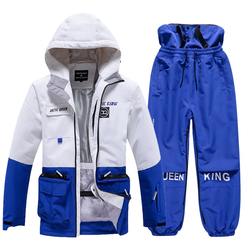 Tuta da neve unisex per sport invernali, isolamento termico e traspirabilità.