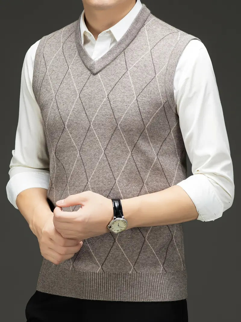 Stile maschile: gilet elegante slim fit con scollo a V, un capo senza maniche raffinato per ogni look.