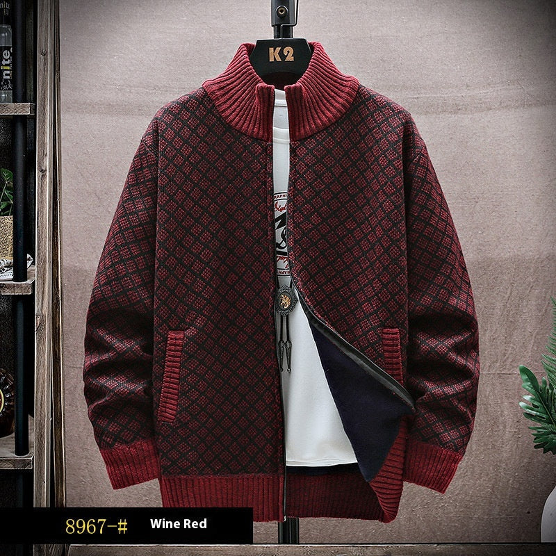 Moda maschile: maglione uomo invernale con zip, caldo, confortevole e alla moda.