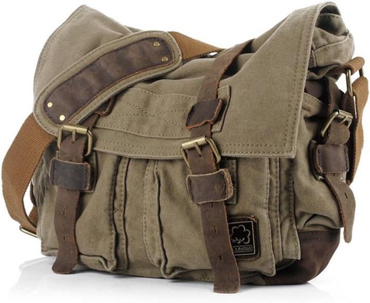 Borsa messenger uomo verde per laptop, perfetta per lavoro, ufficio e accessori viaggio quotidiani.