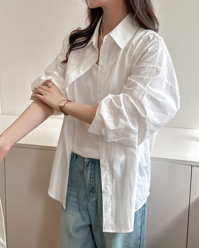Camicia verde salvia da donna, manica lunga e vestibilità comoda, ideale per outfit casual.