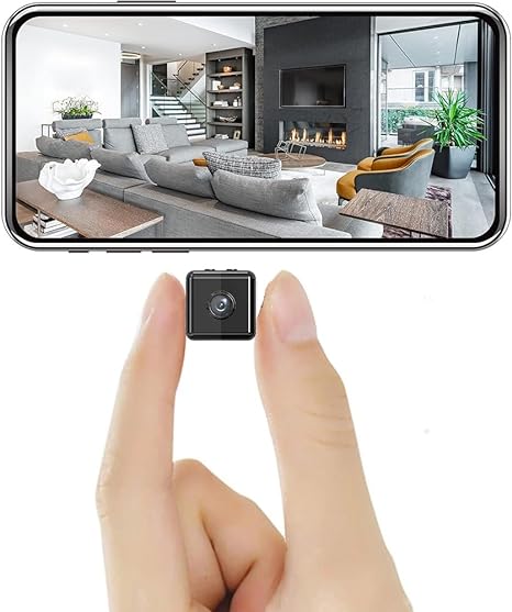 Mini telecamera di sicurezza wireless HD 1080P per sorveglianza domestica intelligente con monitoraggio remoto.