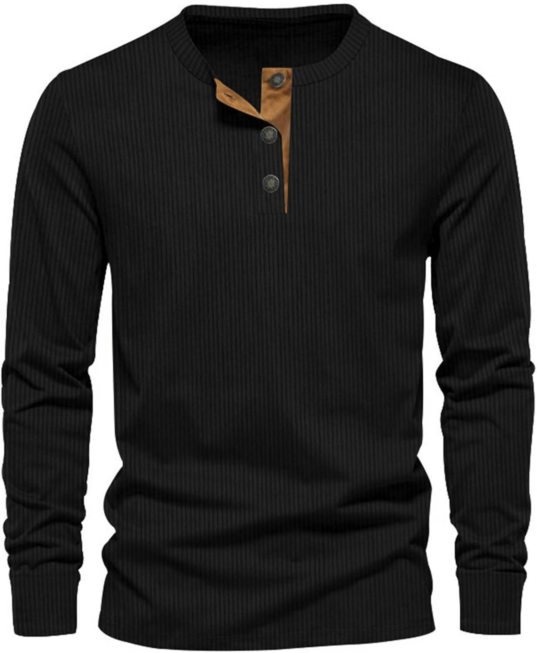 T-shirt uomo a maniche lunghe a coste, girocollo, per un comfort casual e uno stile versatile in abbigliamento uomo.