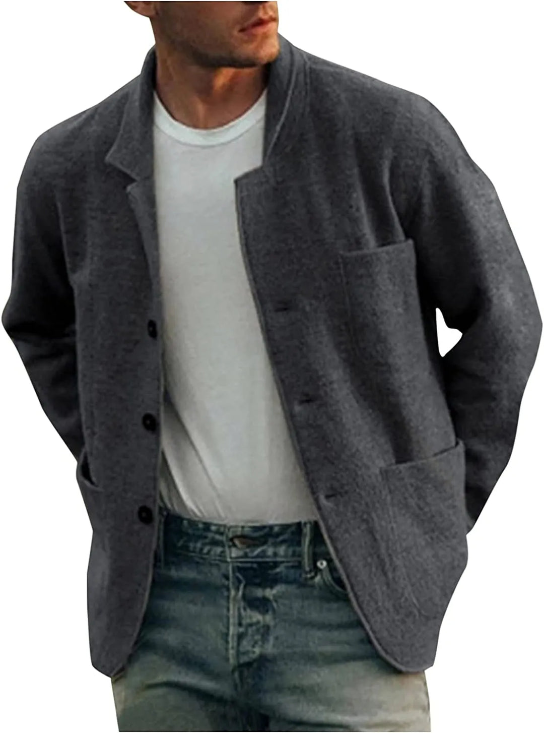Giacca uomo blu, abbigliamento maschile raffinato. Ideale per moda e lavoro.