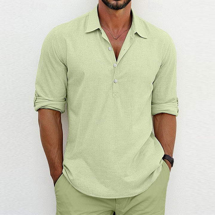 Camicia polo casual a maniche lunghe da uomo, perfetta per il tempo libero e lo stile quotidiano.