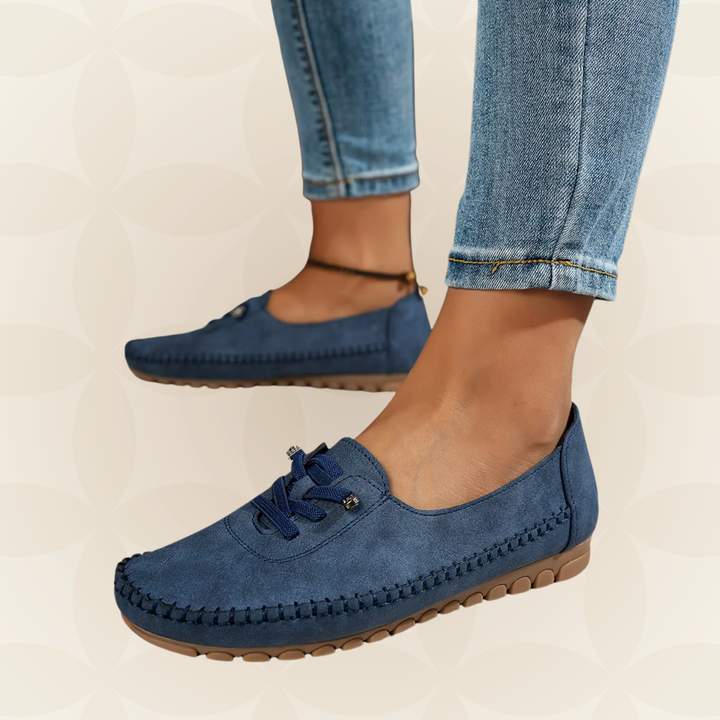 Eleganti mocassini slip-on da donna con supporto plantare, perfetti per viaggi e uso casual.