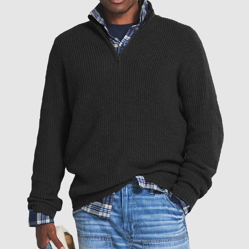 Maglione da uomo casual, confortevole e con zip, un must per la moda autunnale.