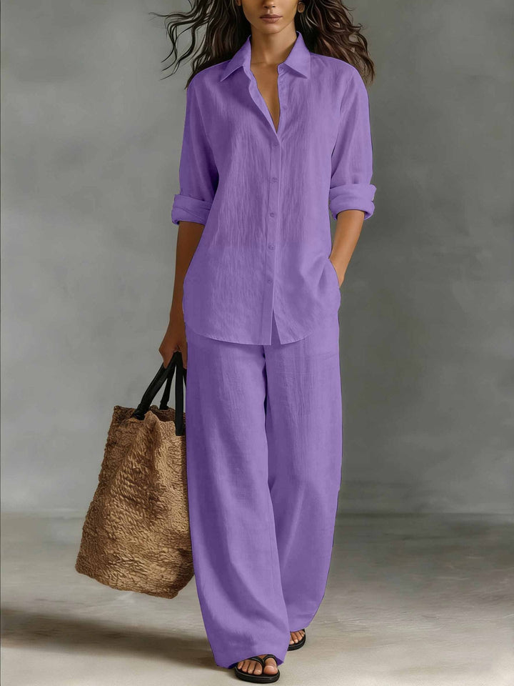 Set donna elegante e casual due pezzi: top maniche lunghe e pantaloni dritti, ideale per la vita quotidiana.