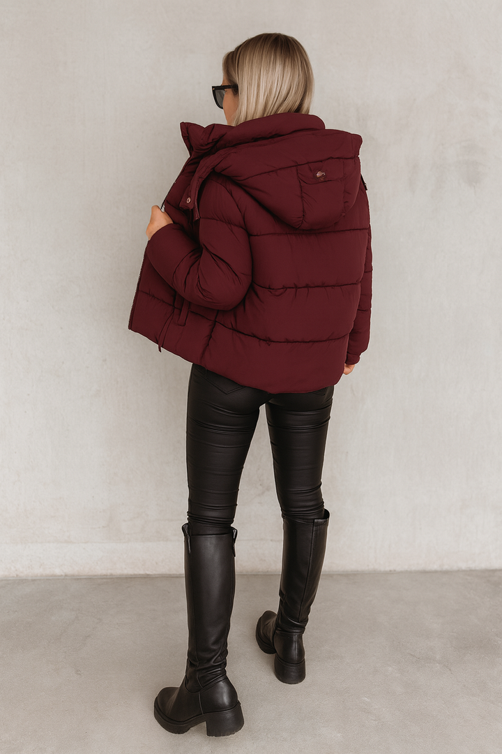 Piumino trapuntato donna, caldo e alla moda, con bottoni, per autunno inverno casual.