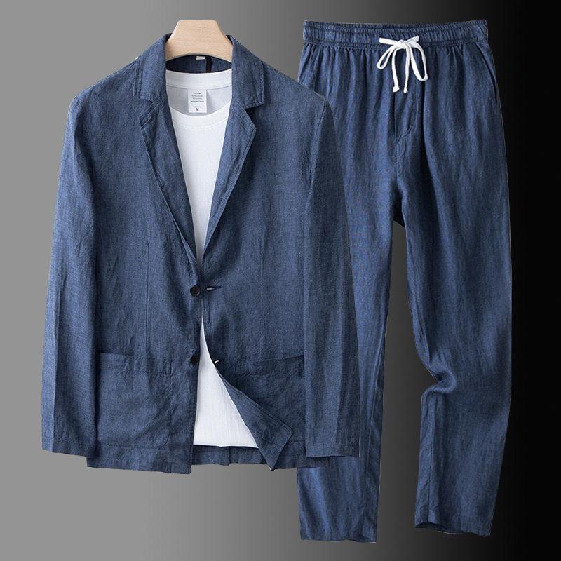 Completo sciolto casual elegante da uomo con fibbia, versatile per ogni giorno. Disponibile in taglie forti.