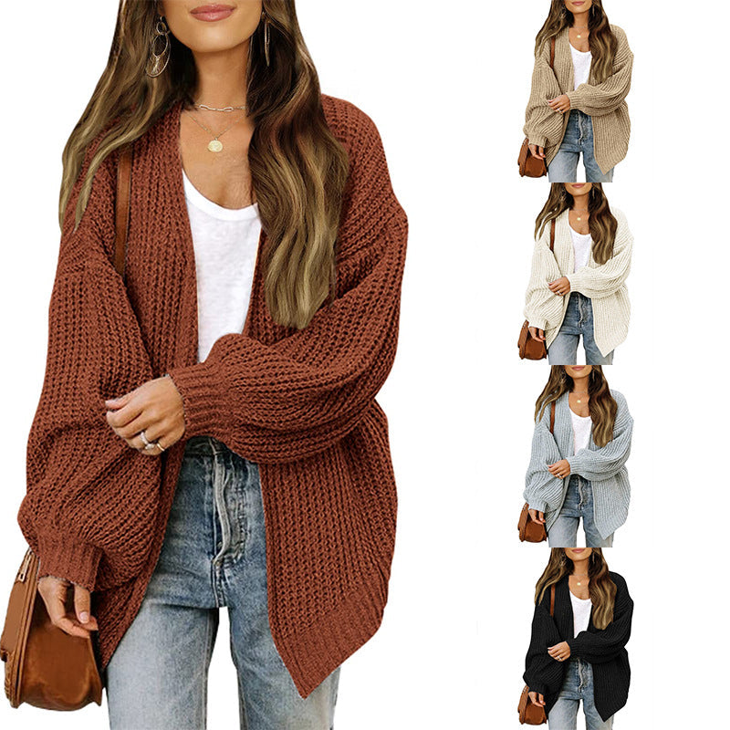 Cardigan donna caldo e accogliente, oversize con maniche a lanterna. Perfetto per serate invernali.