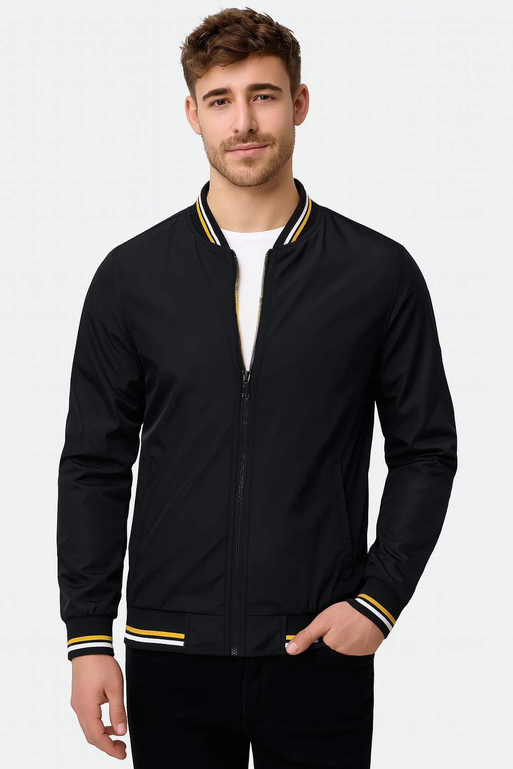 Giacca uomo antivento elegante, perfetta per primavera/autunno. Protezione dal vento e stile casual urbano.