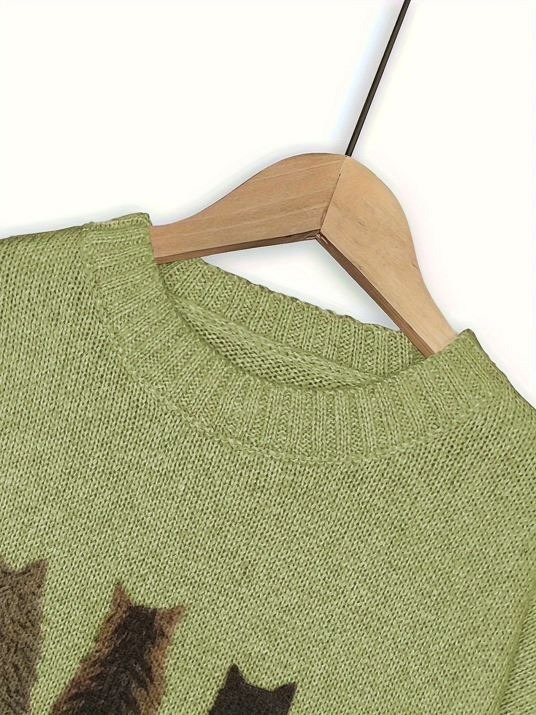 Maglione blu donna, oversize, con divertenti gatti. Girocollo per massimo comfort casual.