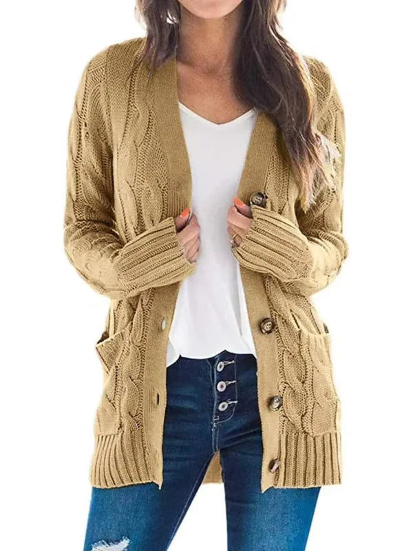 Maglia donna aperta con tasche. Perfetta per un tocco di eleganza casual, ideale per la moda.
