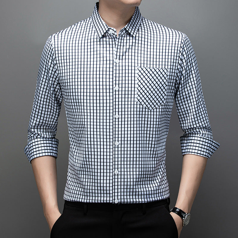 Abbigliamento maschile: camicia a quadri, maniche lunghe, vestibilità comoda. Perfetta per la moda uomo casual.
