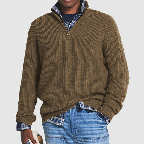 Maglione uomo autunnale con zip, ideale per comfort e stile casual.