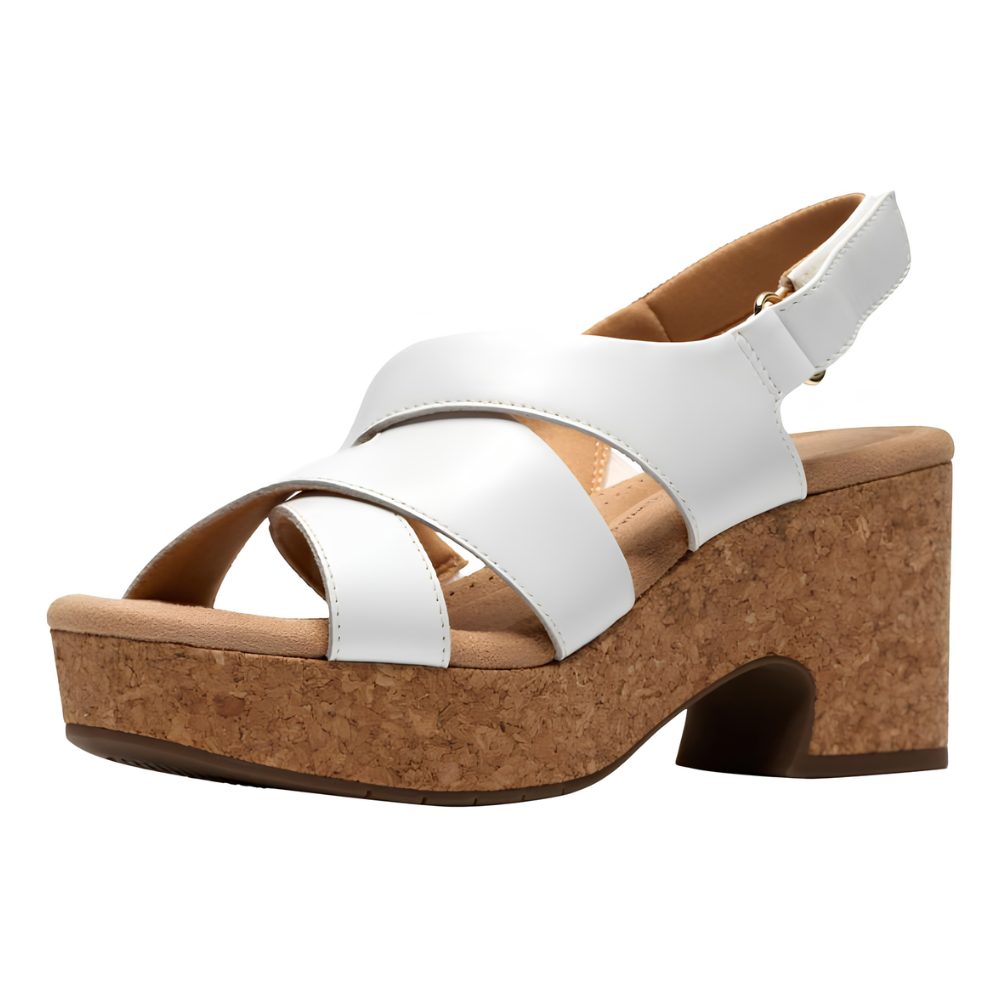 Sandali da donna con zeppa alta, design moderno e confortevole. Calzature estive alla moda.
