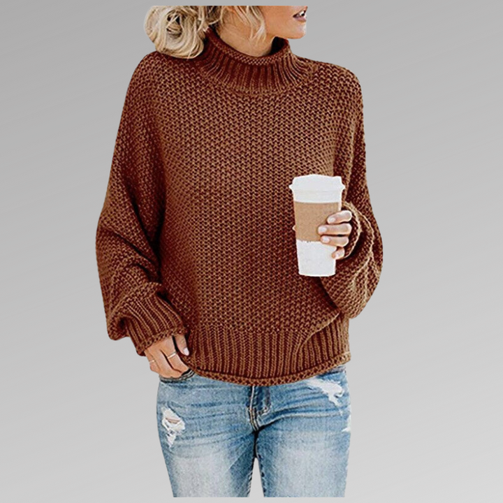 Pullover dolcevita oversize donna ultra-comodo, maglione invernale caldo e avvolgente. Stile moda rilassato.