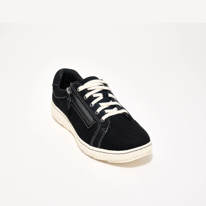 Sneakers donna Caroline Zip: design pulito e tessuti comfort per stile casual versatile e passeggio quotidiano.