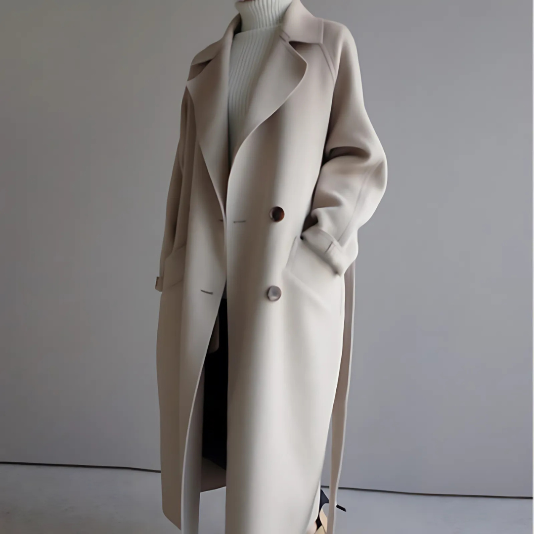 Trench cappotto donna caldo per l'inverno, perfetto per un look classico e sofisticato.