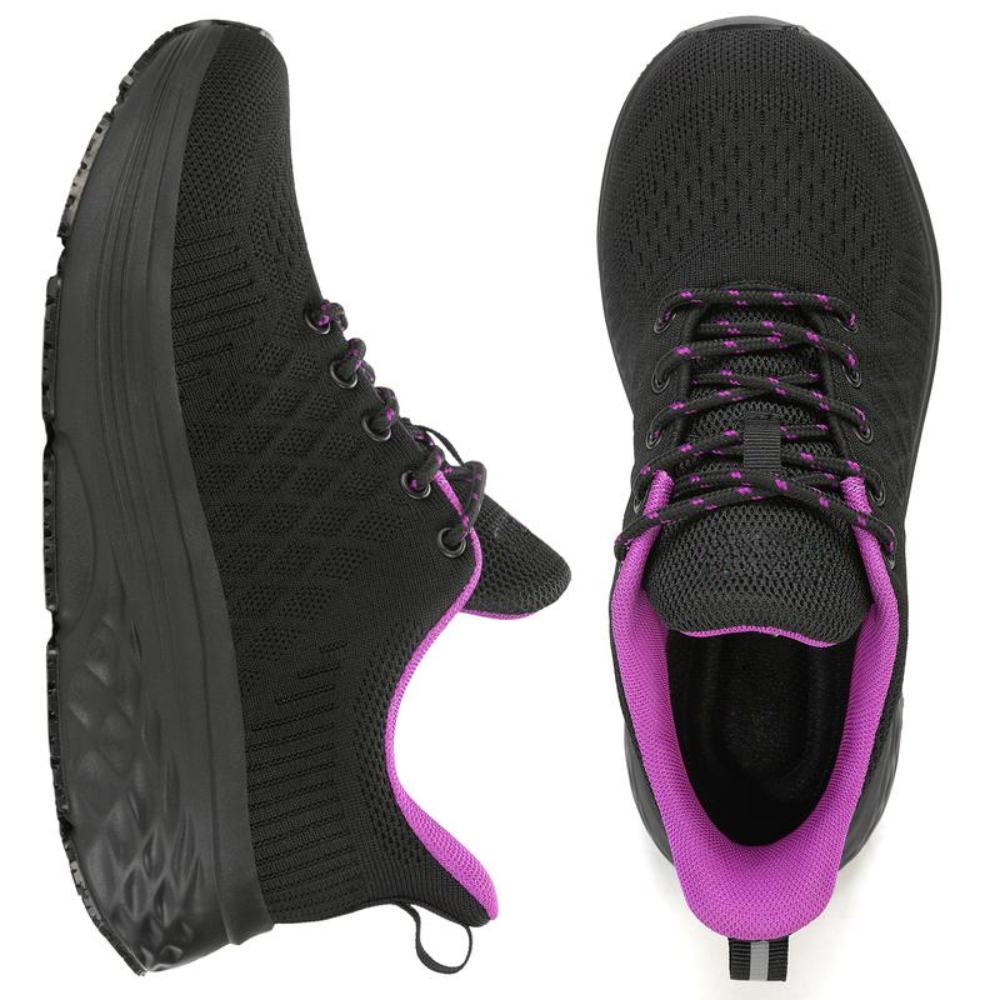 Scarpe da passeggio Phantom Grip nere da donna, combinano stile casual e comfort duraturo.
