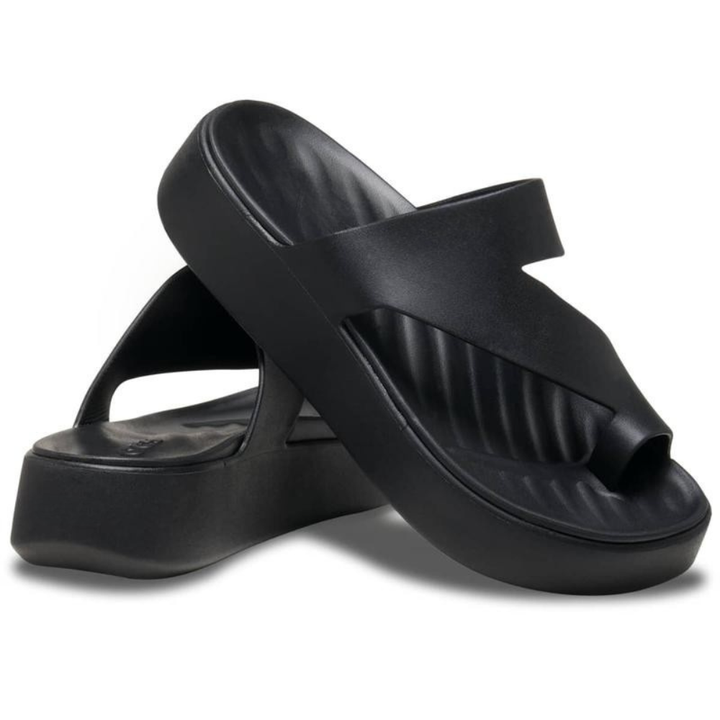 Sandali estivi platform infradito da donna, perfetti in kaki o nero per un look versatile e di tendenza.