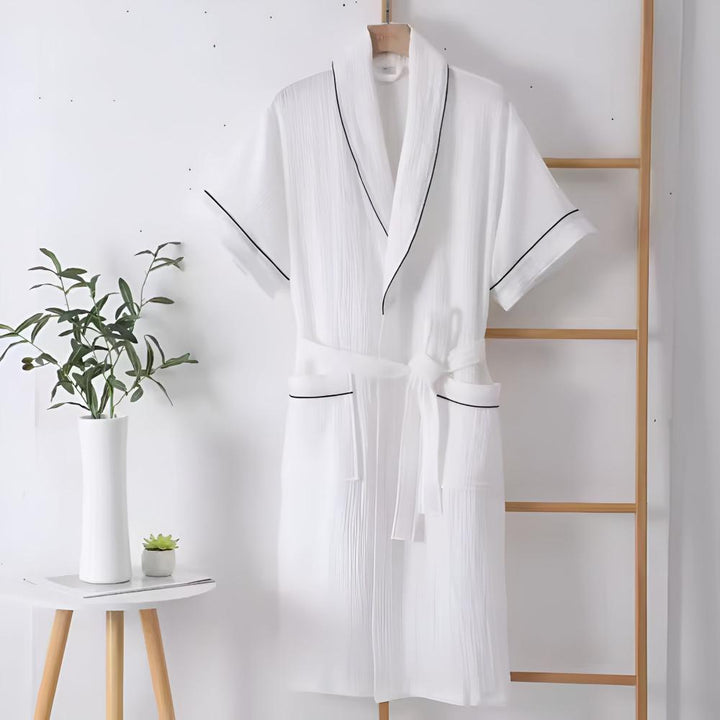 Elegante accappatoio kimono unisex 100% cotone, leggero e fresco, perfetto per l'estate e il relax.