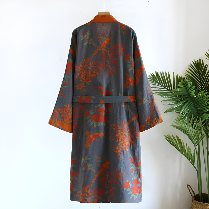 Accappatoio unisex leggero in cotone nido d'ape, design kimono, perfetto per casa e viaggi.